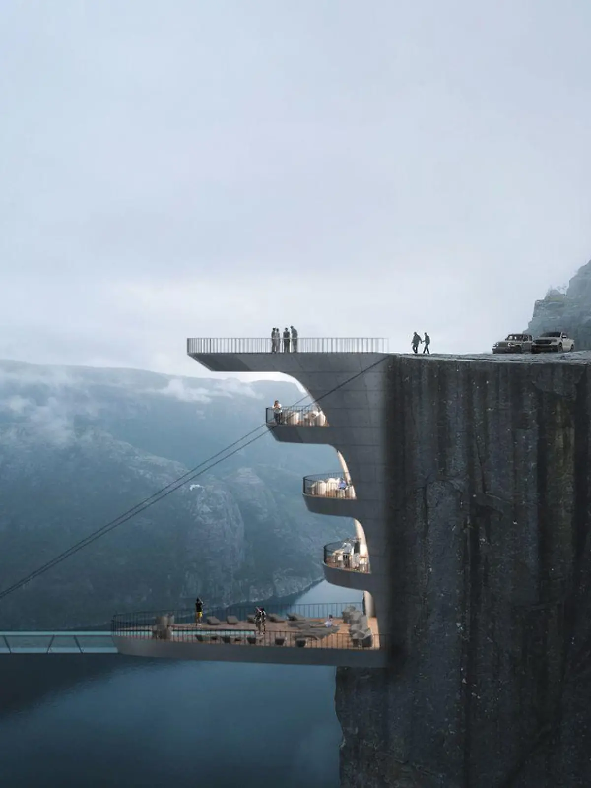 Hotel an Klippe in Norwegen
