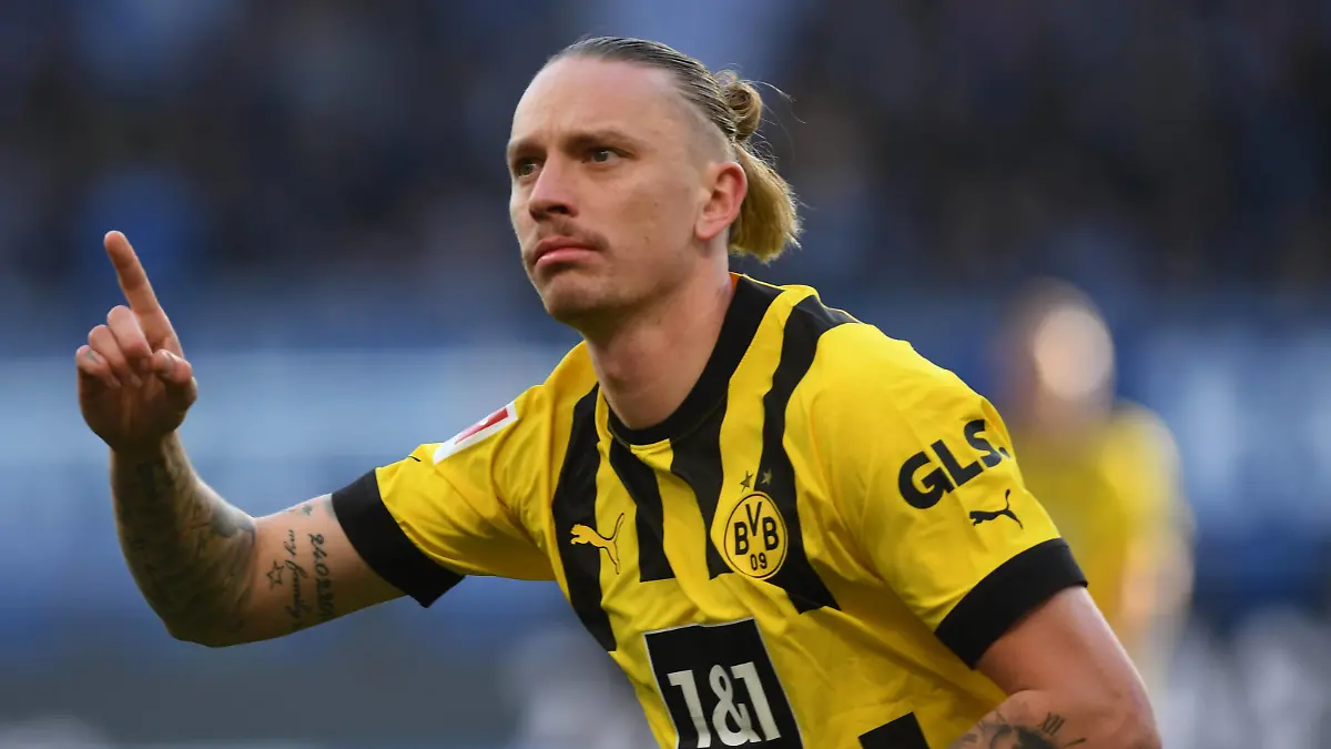Marius Wolf jubelt nach dem 1:0 Sieg in Hoffenheim fotografiert beim Fußball Bundesliga Spiel TSV Hoffenheim gegen Borussia Dortmund am 25.2.23 in Hoffenheim. DFL/DFB REGULATIONS PROHIBIT ANY USE OF PHOTOGRAPHS as IMAGE SEQUENCES and/or QUASI-VIDEO *** Marius Wolf cheers after the 1 0 win in Hoffenheim photographed at the soccer Bundesliga match TSV Hoffenheim vs Borussia Dortmund on 25 2 23 in Hoffenheim DFL DFB REGULATES PROHIBIT ANY USE OF PHOTOGRAPHS as IMAGE SEQUENCES and or QUASI VIDEO