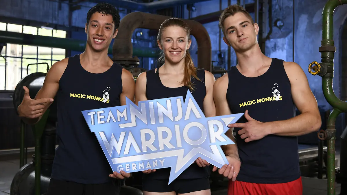BU: Das Team "Magic Monkeys": René Casselly (Kapitän, l.), Stefanie Noppinger und Simon Brunner.
BB: Zweite Staffel, Foto: TVNOW / Markus Hertrich, AZ 05.05.2019, AZ 05, AZ05, Gruppenfoto, neutral