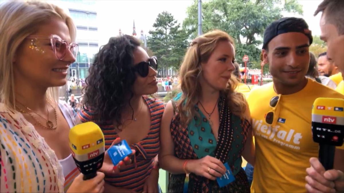 GZSZ-Stars auf dem RTL-Wagen beim CSD