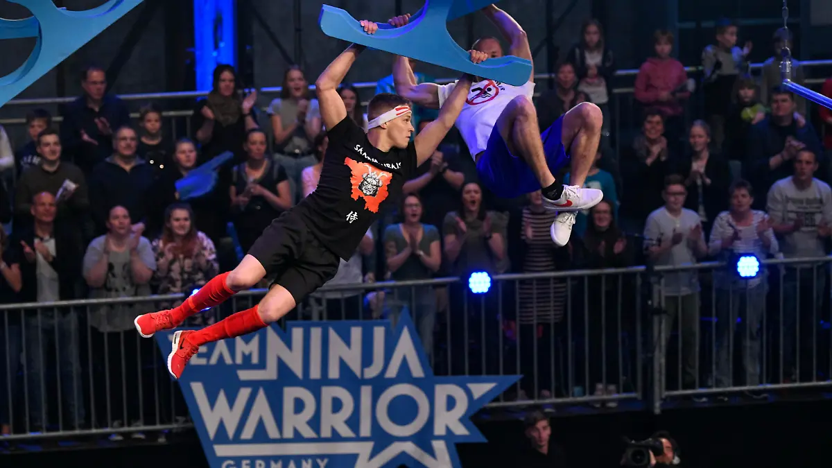 BU: Dennis Decker (l.) aus dem Team "Saarmurais" tritt in der Vorrunde gegen Christian Diemann aus dem Team " Nichtschwimmer" an.
BB: Zweite Staffel, Foto: TVNOW / Markus Hertrich, Vorrunde, AZ 03.05.2019, AZ 04, AZ04