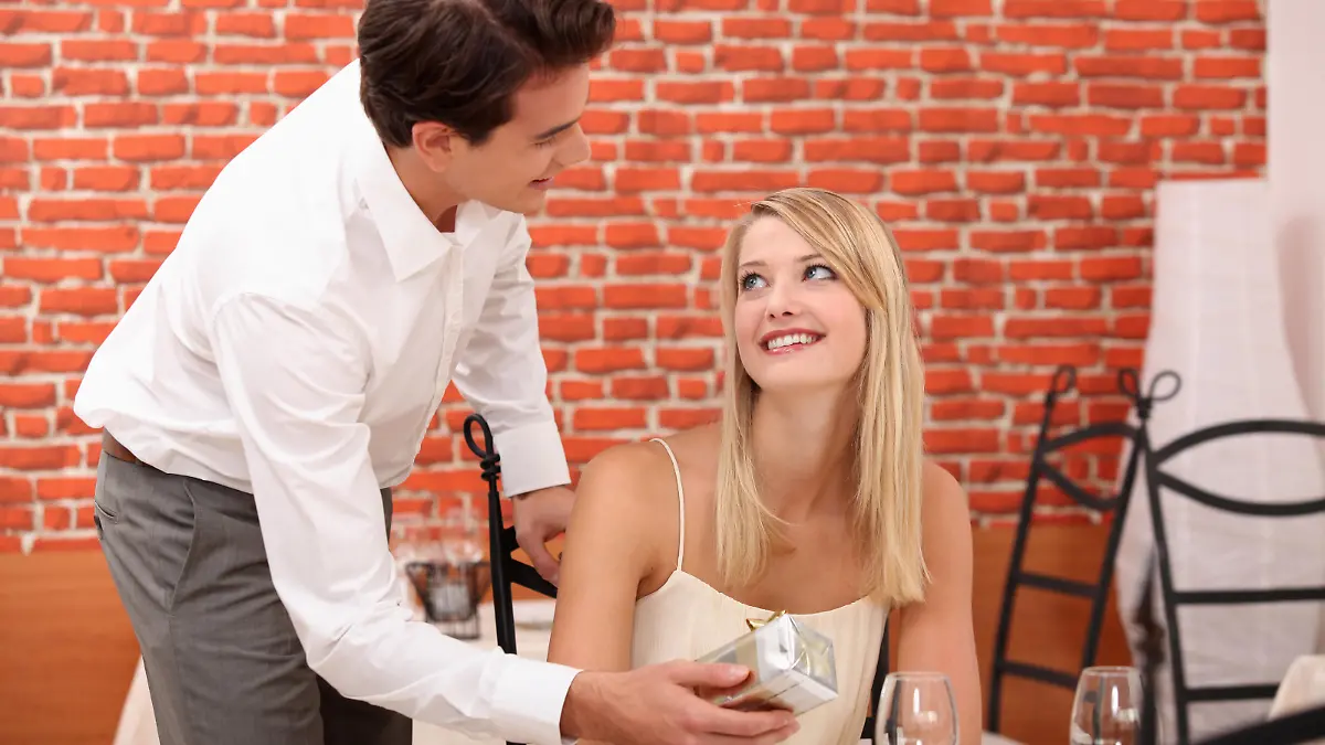 Man giving surprise gift to woman in restaurant, model released, , 4694192.jpg, 25-30, admired, box, boyfriend, caucasian, couple, date, dating, dress, engaged, engagement, enthusiastic, female, flirting, flower, gesture, gift, girlfriend, hand, happy, jewel, love, male, man, marriage, married, matrimony, photograph, portrait, present, proposal, propose, relationship, restaurant, romantic, surprise, sweethearts, two, valentine, woman, women,