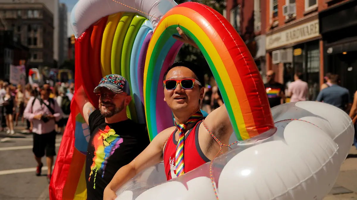 Activists march in the Queer Liberation March in Greenwich Village during the 2019 World Pride NYC and Stonewall 50th LGBTQ Pride day in New York, U.S., June 30, 2019. REUTERS/Lucas Jackson