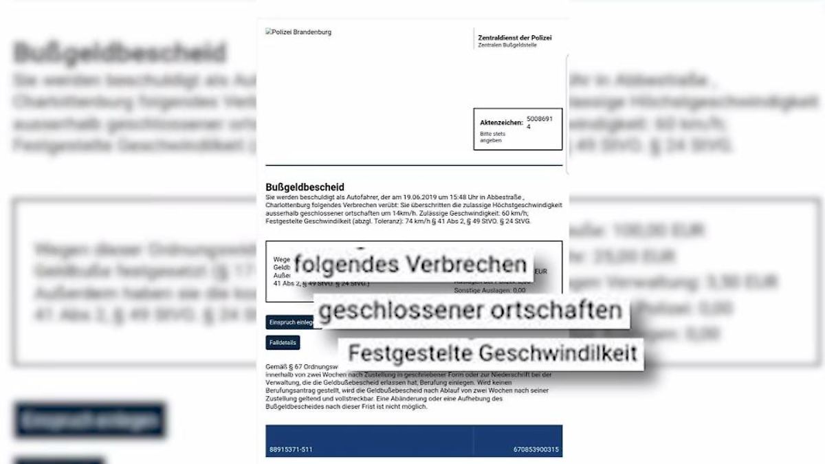 Achtung vor falschen Bußgeldbescheiden!