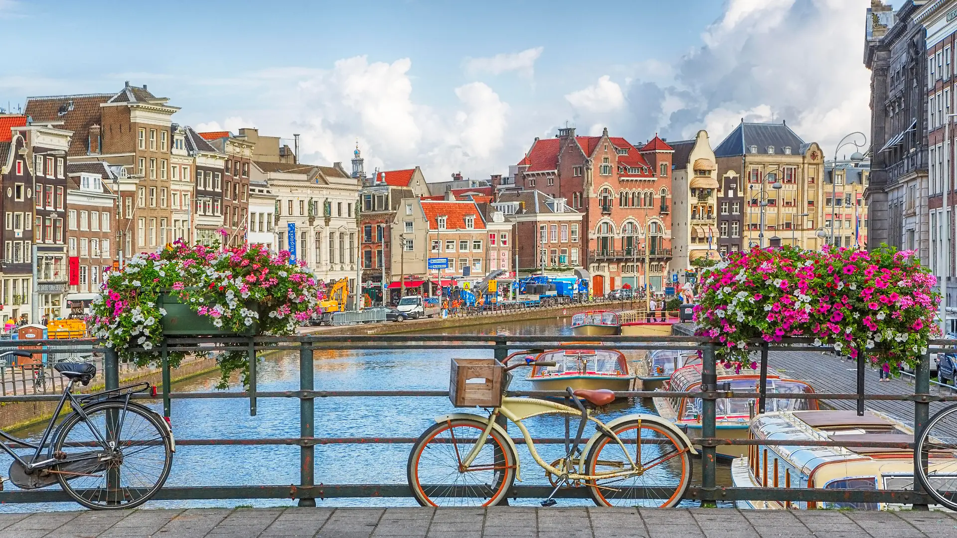 Amsterdam, capital of the Netherlands, has more than one hundred kilometres of canals, about 90 islands and 1,500 bridges.