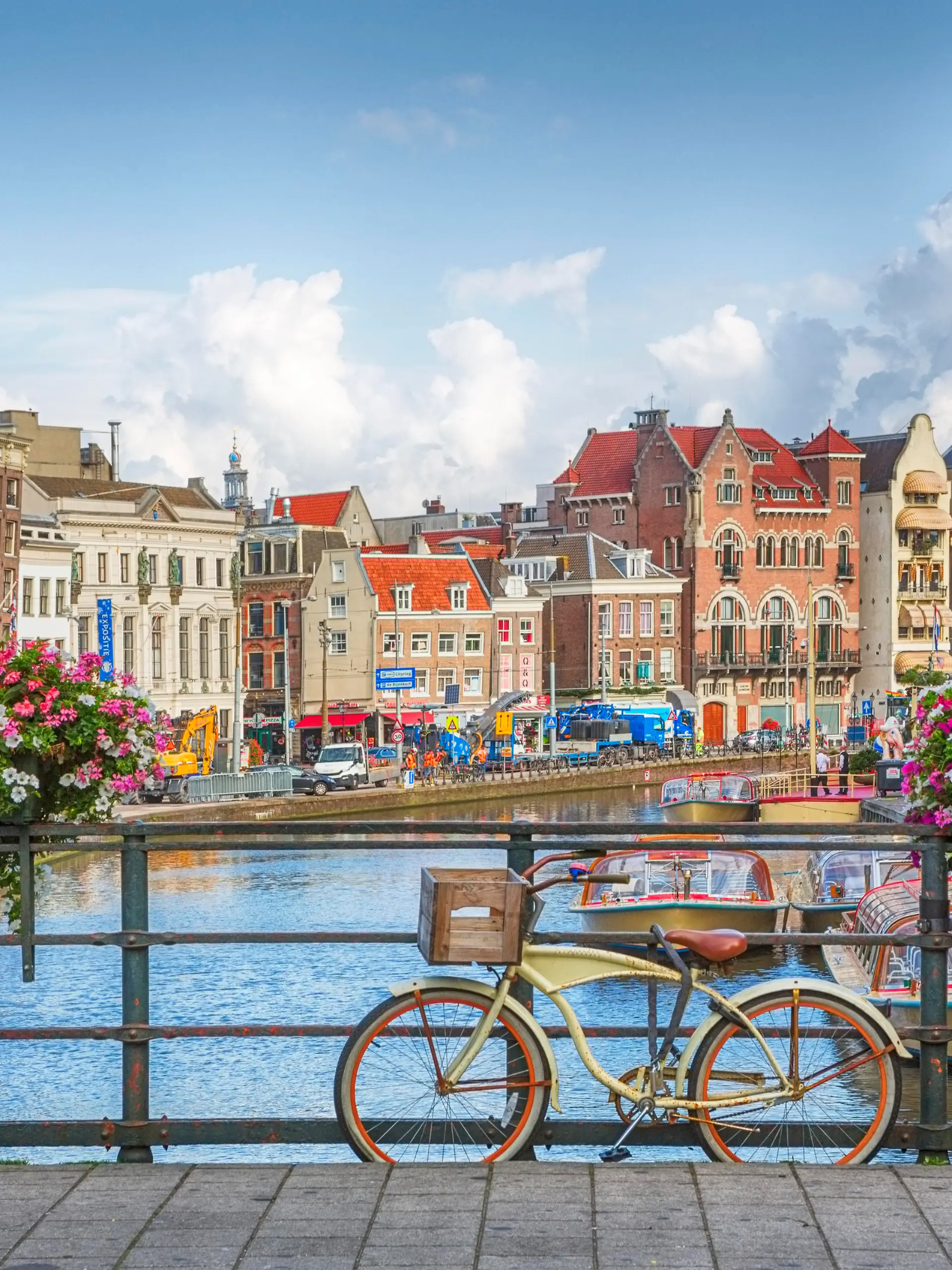 Amsterdam, capital of the Netherlands, has more than one hundred kilometres of canals, about 90 islands and 1,500 bridges.