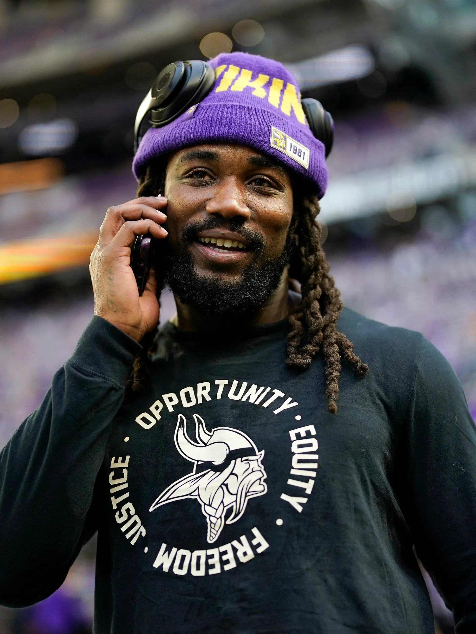 FILE - Minnesota Vikings running back Dalvin Cook stands on the field before an NFL wild card playoff football game against the New York Giants, Sunday, Jan. 15, 2023, in Minneapolis. Free agent running back Dalvin Cook is scheduled to visit with the New York Jets this weekend, according to a person with knowledge of the situation. The former Minnesota Vikings star, who turns 28 in August, could join a revamped Jets offense led by quarterback Aaron Rodgers and coordinator Nathaniel Hackett. (AP Photo/Charlie Neibergall, File)