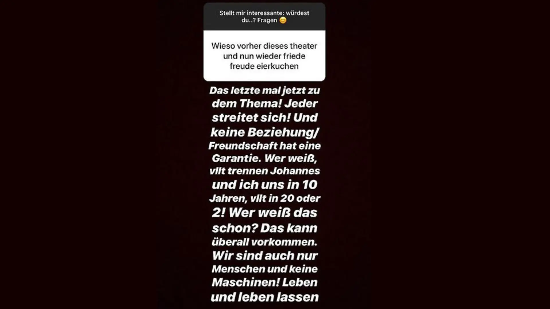 Yeliz Johannes Beziehung Trennung
