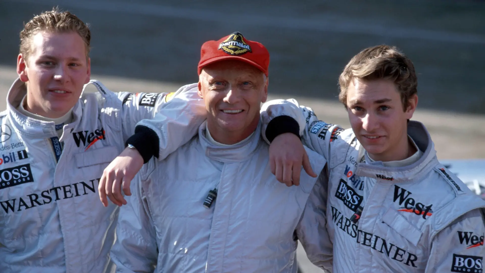 Niki Lauda (Österreich) mit seinen Söhnen Lukas (li.) und Mathias (li.)