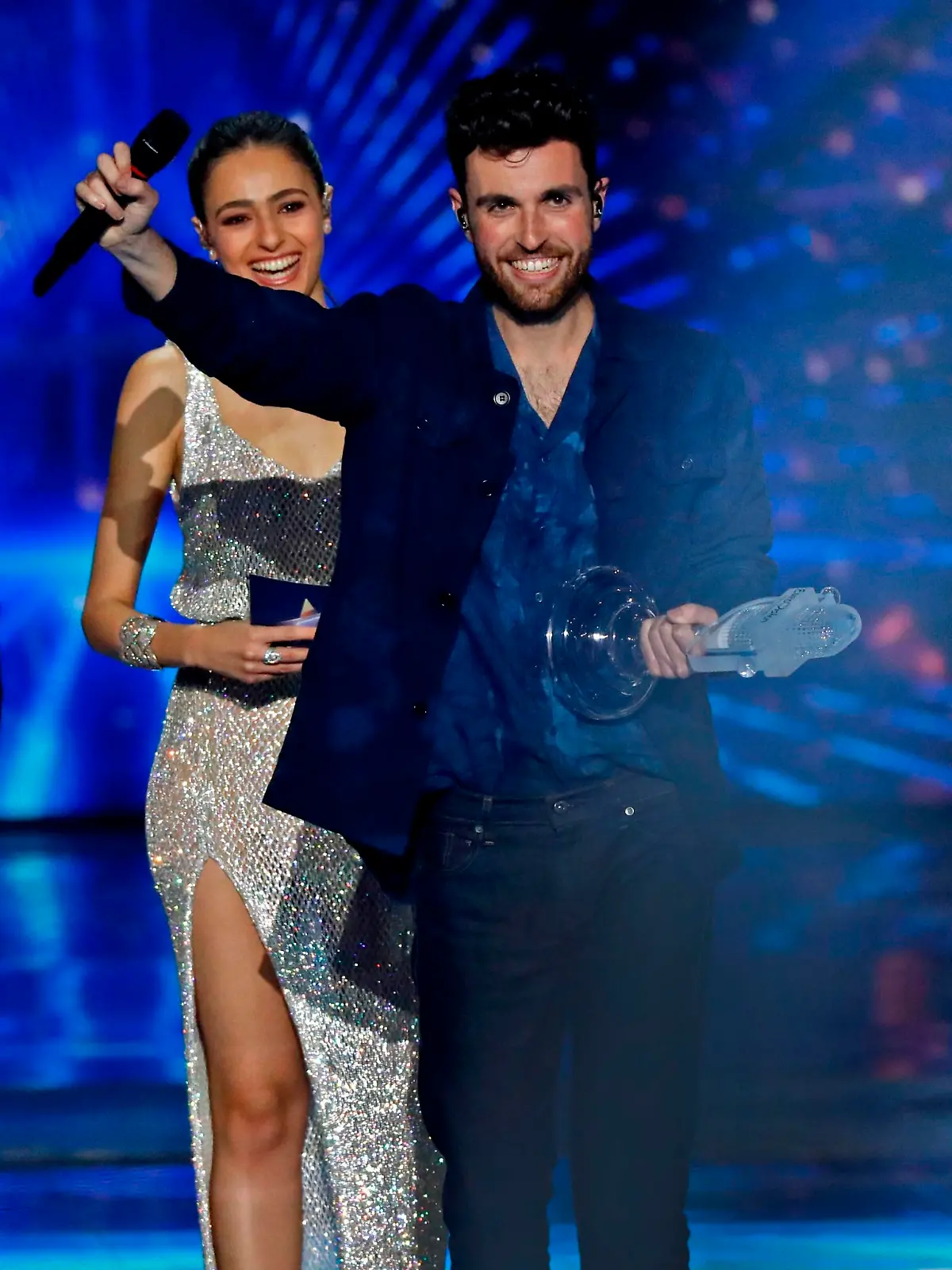 Netherlands' Duncan Laurence celebrates after winning the 64th edition of the Eurovision Song Contest 2019 at Expo Tel Aviv on May 19, 2019, in the Israeli coastal city. (Photo by Jack GUEZ / AFP)        (Photo credit should read JACK GUEZ/AFP/Getty Images)