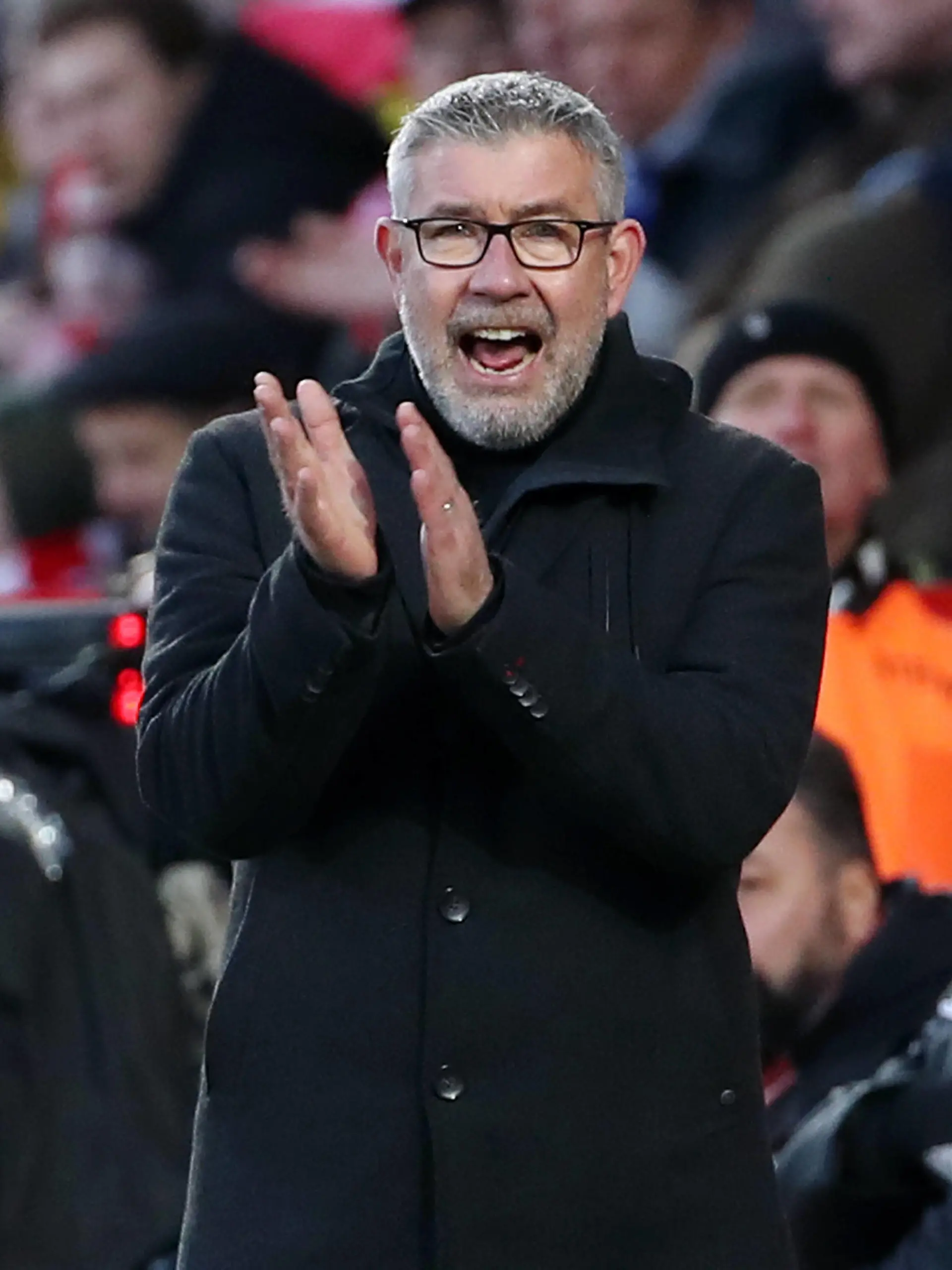 Trainer Urs Fischer / Aktion / Oberkoerper Oberkörper / / Fußball Fussball / Bundesliga Herren DFL / 21. Spieltag Saison 2022/2023 / 19.02.2023 / 1.FC Union Berlin FCU vs. FC Schalke 04 S04 / DFL regulations prohibit any use of photographs as image sequences and/or quasi-video. / *** Coach Urs Fischer action upper body upper body sports football soccer Bundesliga men DFL 21 matchday season 2022 2023 19 02 2023 1 FC Union Berlin FCU vs FC Schalke 04 S04 DFL regulations prohibit any use of photographs as image sequences and or quasi video