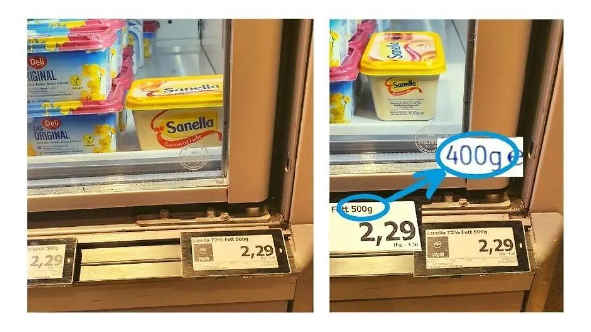 Fotos von einem Kühlschrank im Supermarkt.