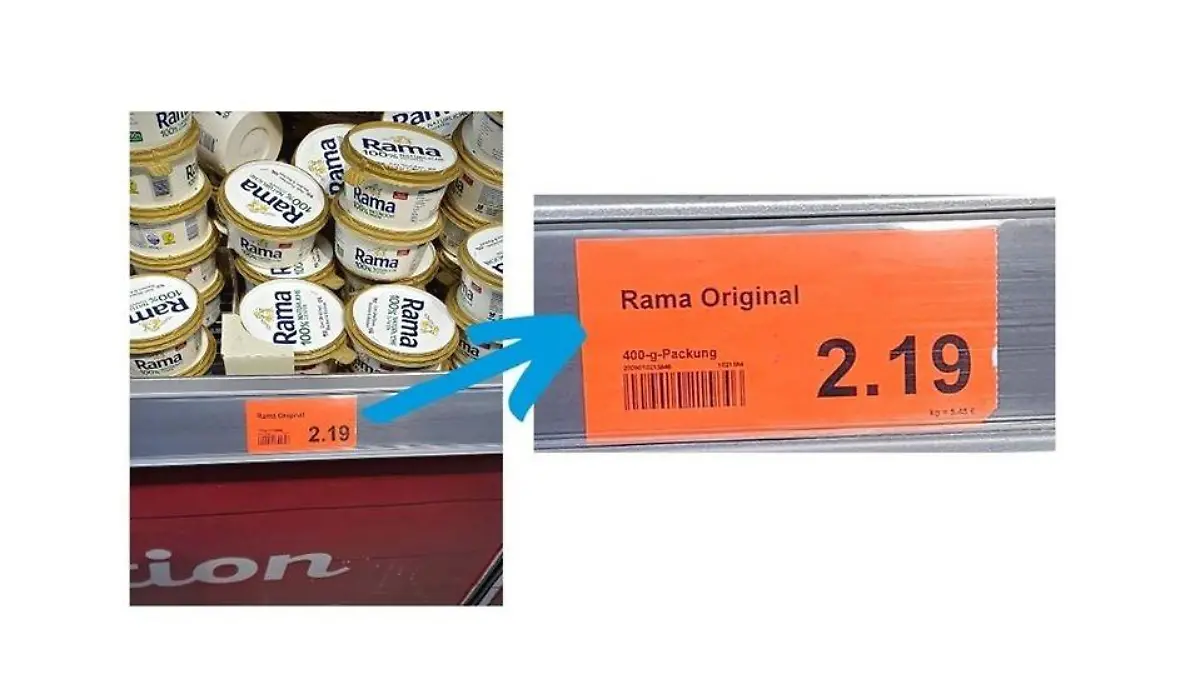 Foto eines roten Preisschildes
