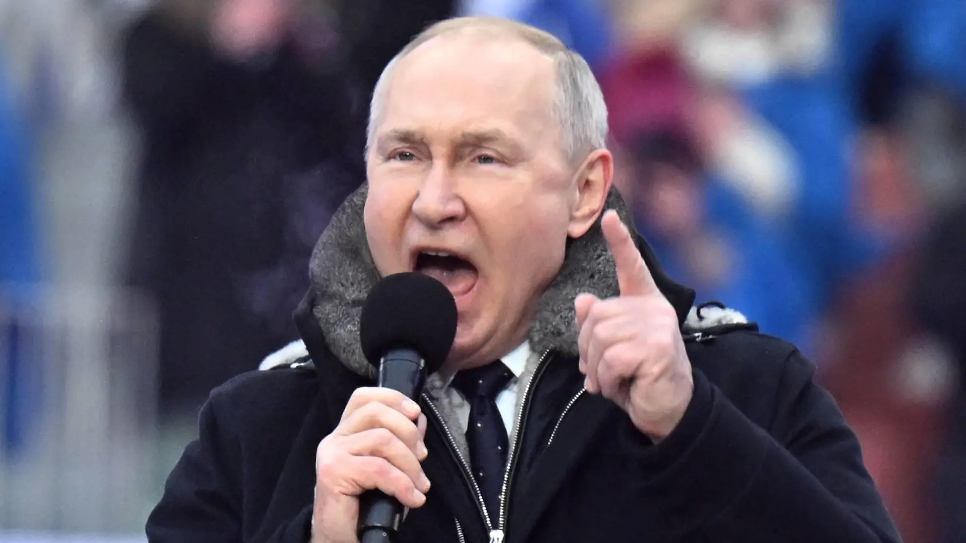 Russia Putin Military Support Concert 8375898 22.02.2023 Russian President Vladimir Putin attends a concert dedicated to Russian servicemen taking part in the military operation in Ukraine on the eve of Defender of Fatherland Day at the Luzhniki stadium in Moscow, Russia. Alexander Vilf / Sputnik Moscow Russia PUBLICATIONxINxGERxSUIxAUTxONLY Copyright: xAlexanderxVilfx