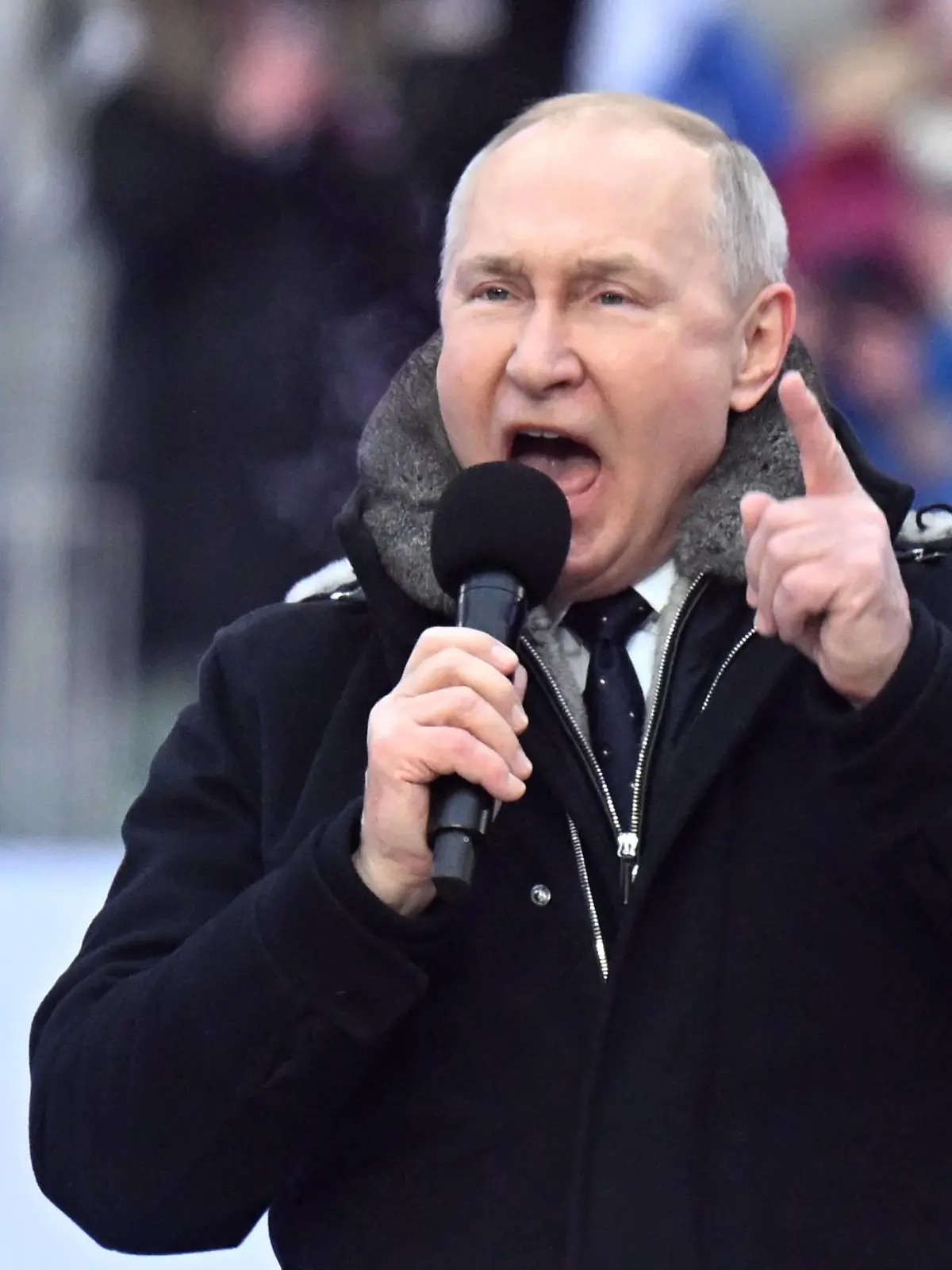 Russia Putin Military Support Concert 8375898 22.02.2023 Russian President Vladimir Putin attends a concert dedicated to Russian servicemen taking part in the military operation in Ukraine on the eve of Defender of Fatherland Day at the Luzhniki stadium in Moscow, Russia. Alexander Vilf / Sputnik Moscow Russia PUBLICATIONxINxGERxSUIxAUTxONLY Copyright: xAlexanderxVilfx