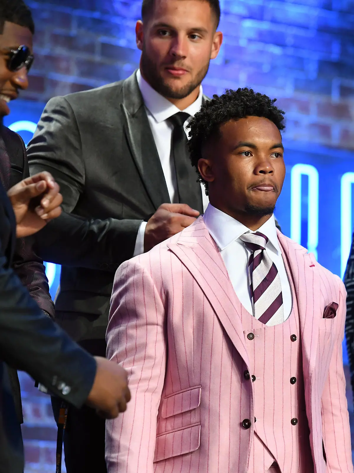 Apr 25, 2019; Nashville, TN, USA; Kyler Murray (Oklahoma) takes the stage prior to the first round of the 2019 NFL Draft in Downtown Nashville. Mandatory Credit: Christopher Hanewinckel-USA TODAY Sports