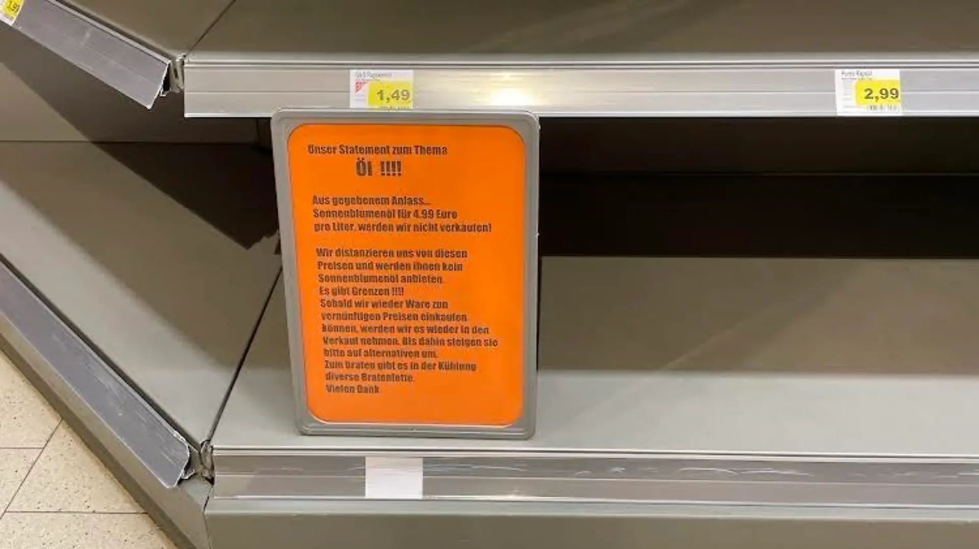Öl-Regal in Edeka-Filiale Trendelburg