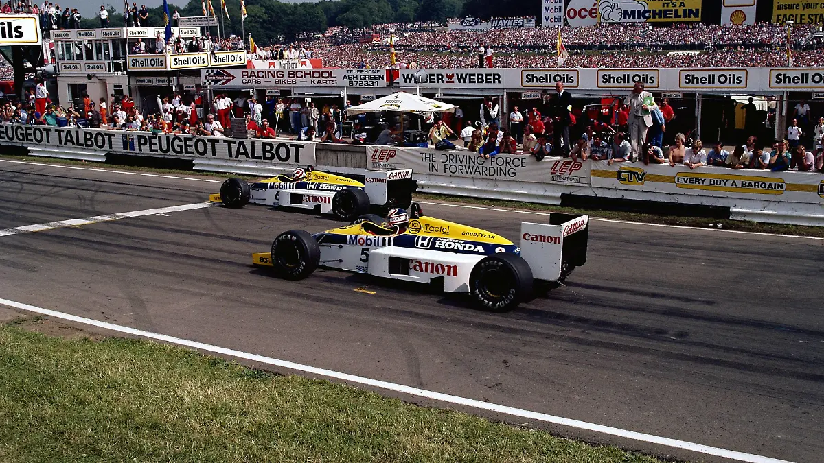 Nigel Mansell und Nelson Piquet (Williams) beim Großbritannien-GP 1987 in Silverstone