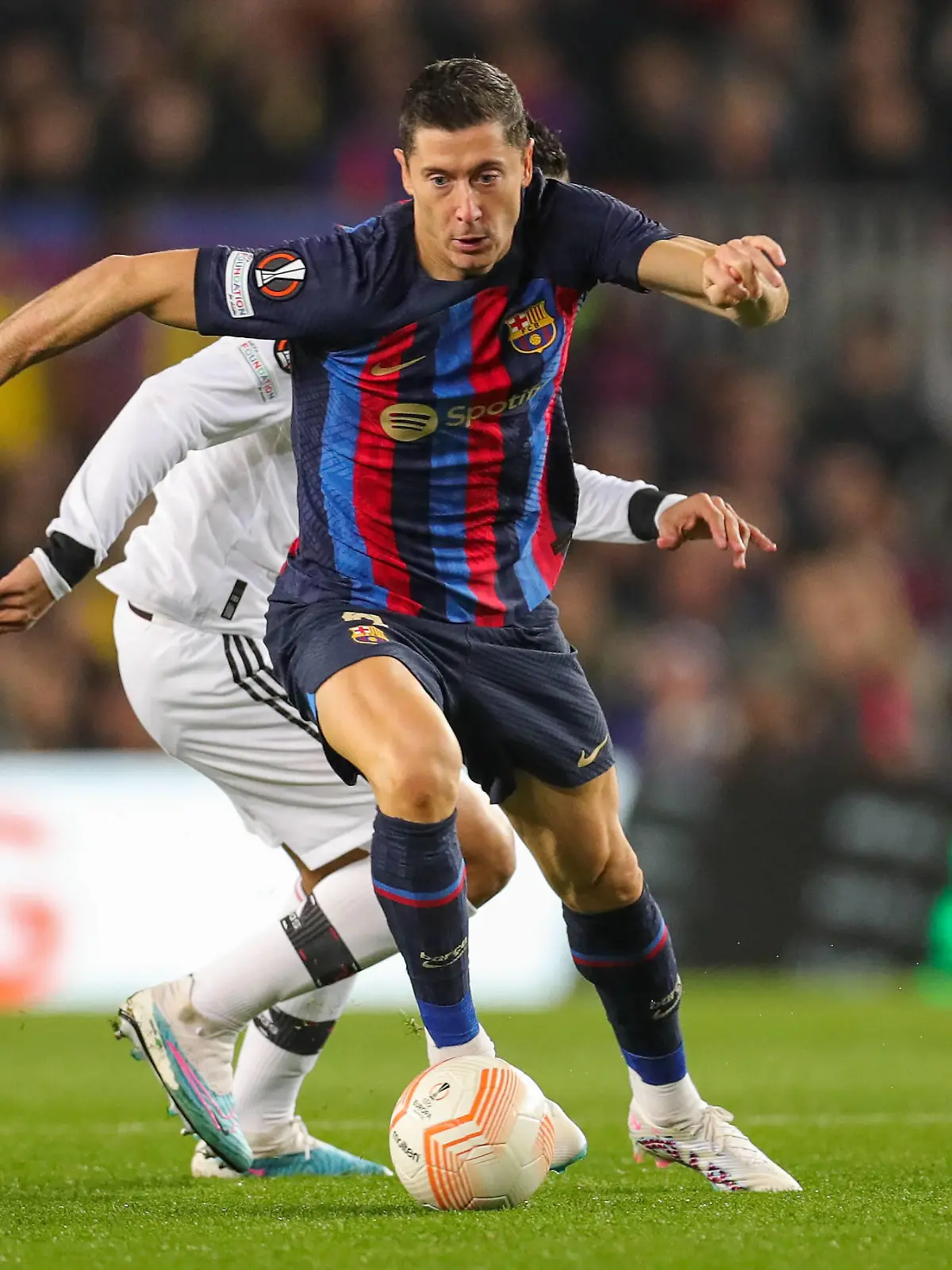 Barcelona v Manchester United, ManU Europa League 16/02/2023. Barcelona forward Robert Lewandowski 9 during the Europa League match between Barcelona and Manchester United at Camp Nou, Barcelona, Spain on 16 February 2023. Barcelona Camp Nou Barcelona Spain Editorial use only DataCo restrictions apply See www.football-dataco.com , Copyright: xPhilxDuncanx PSI-16922-0053