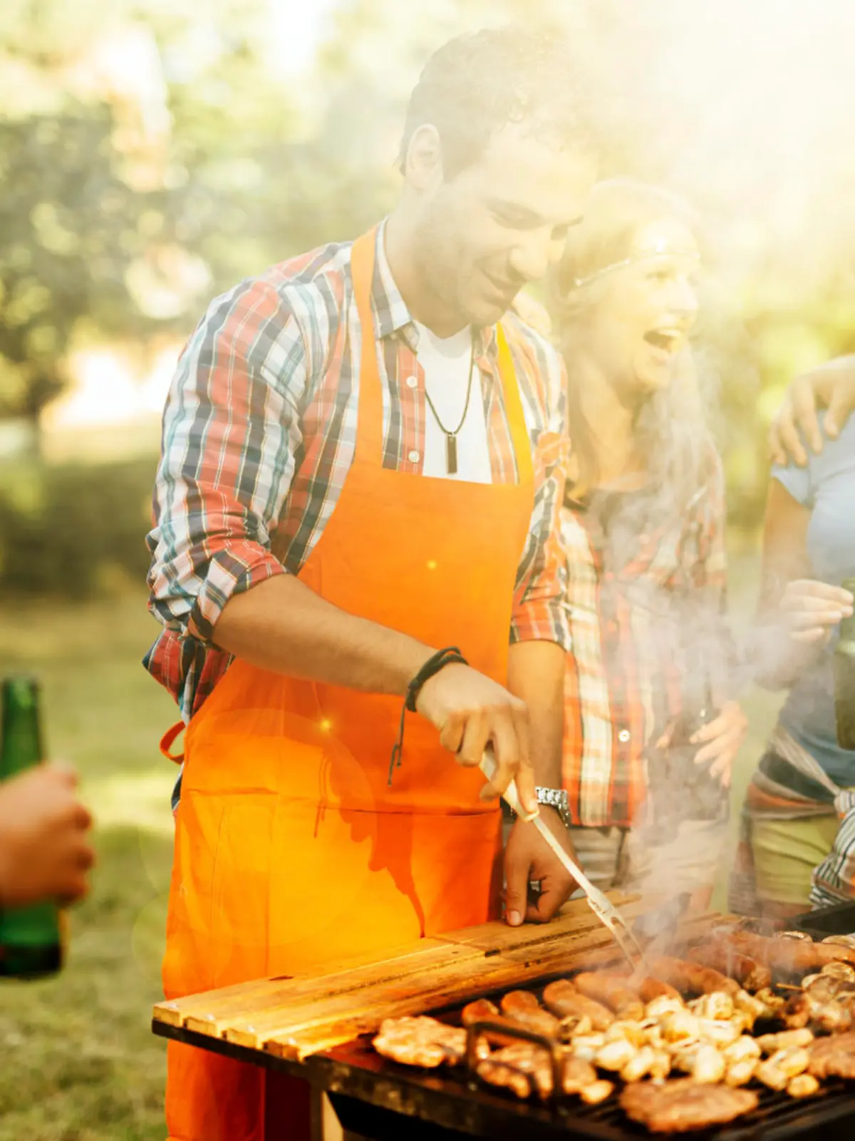Young people enjoying barbecuing