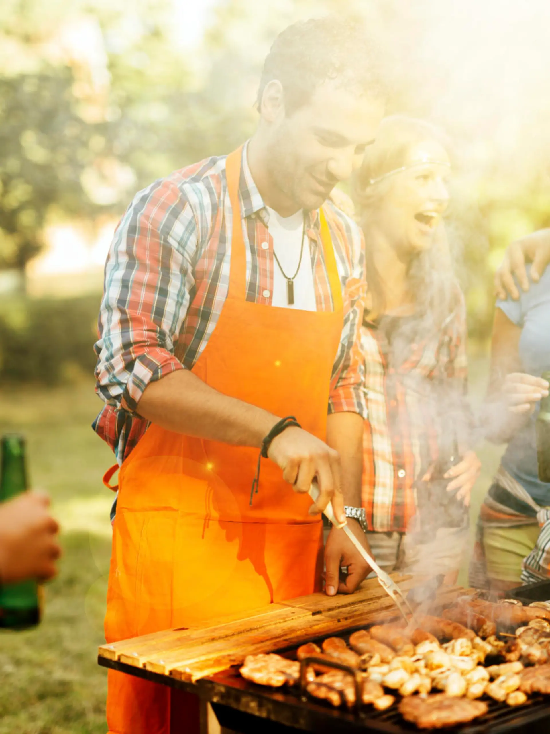 Young people enjoying barbecuing