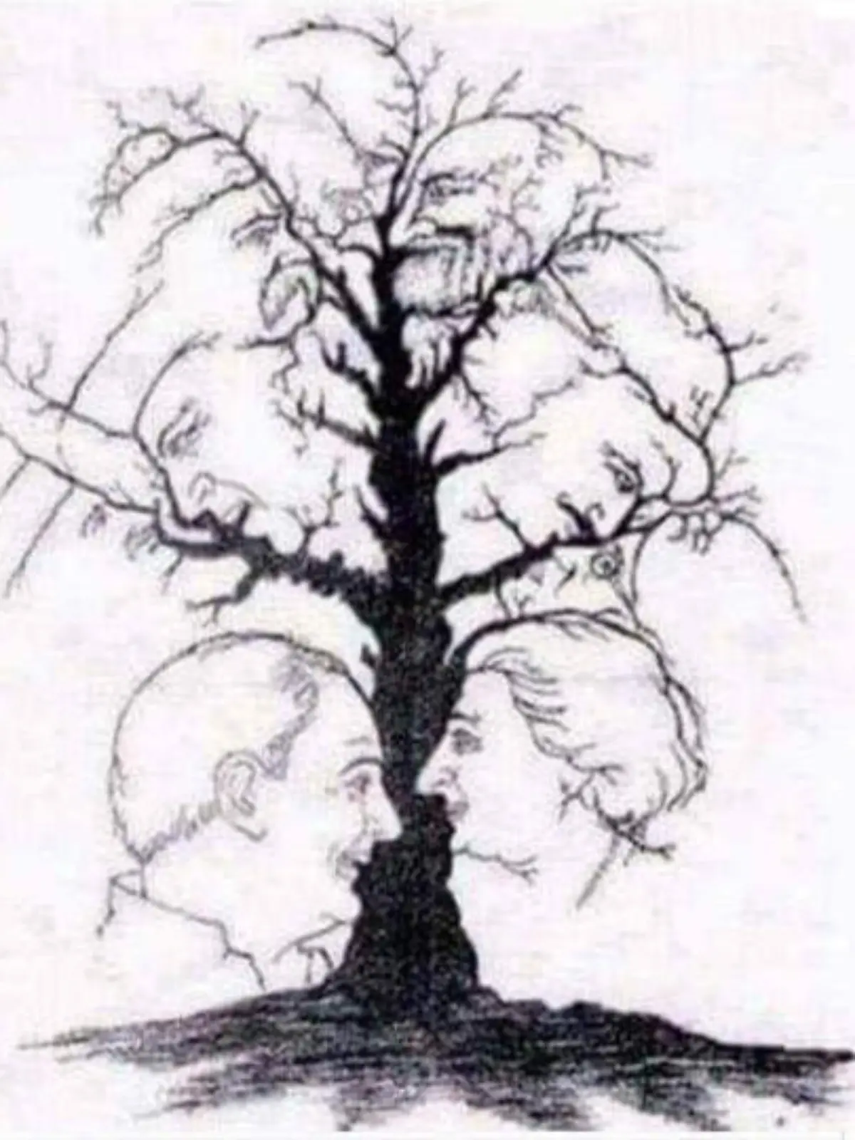 Suchbild: Baum mit Gesichtern