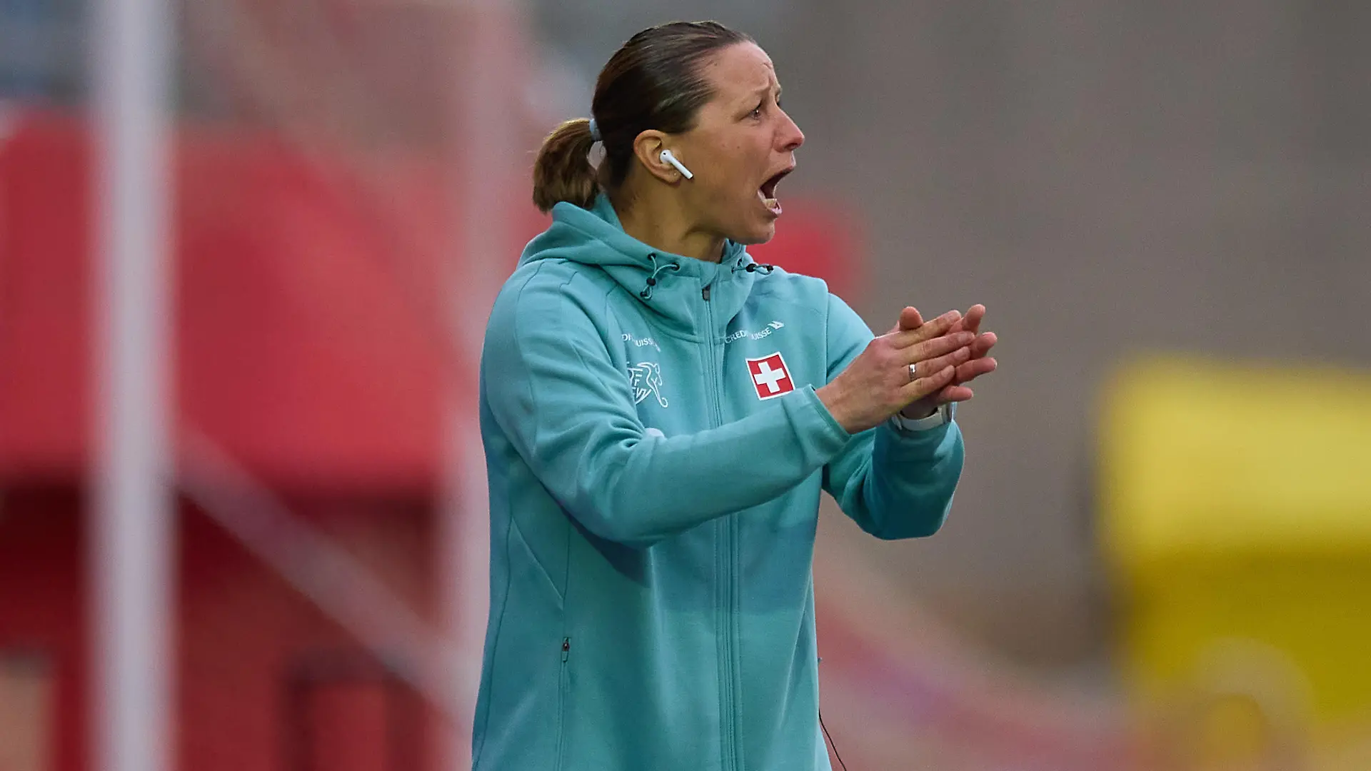February 17, 2023, Algeciras, Andalusia, Spain: 17.02.2023, Algeciras, Estadio Nuevo Mirador, Friendly Match: Poland - Switzerland, Inka Grings, manager of Swiss National Team (Credit Image: © Fran SantiagoJp/Sport Press Photo via ZUMA Press