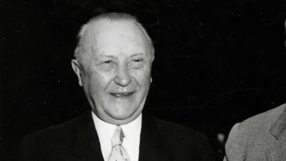 Chancellor of the Federal Republic of Germany Konrad Adenauer and US Secretary of State John Foster Dulles, Washington, DC, USA 1955 PUBLICATIONxNOTxINxITA