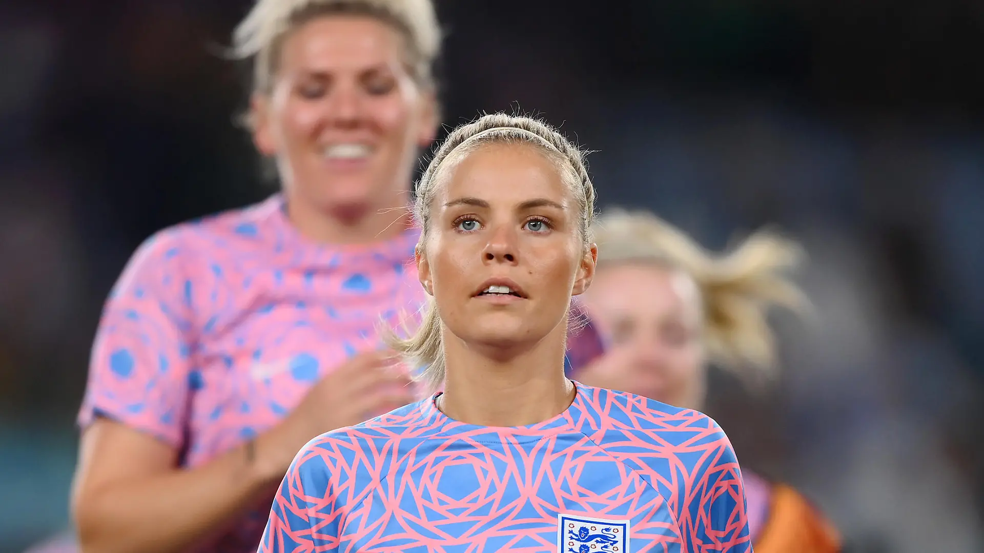 SYDNEY, AUSTRALIA - AUGUST 16: Rachel Daly of England warms up prior to the FIFA Women's World Cup Australia & New Zealand 2023 Semi Final match between Australia and England at Stadium Australia on August 16, 2023 in Sydney, Australia. (Photo by Justin Setterfield/Getty Images )