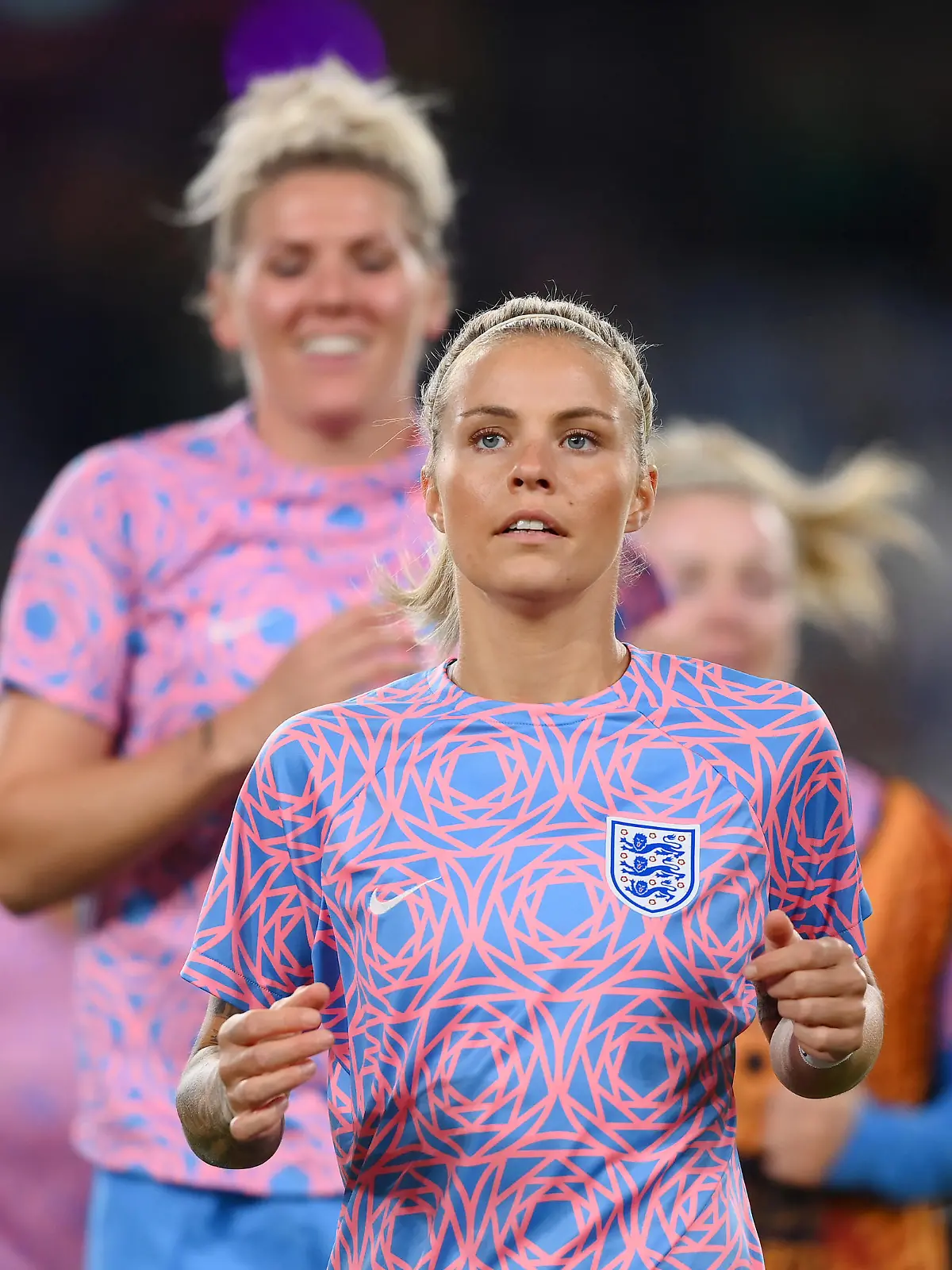 SYDNEY, AUSTRALIA - AUGUST 16: Rachel Daly of England warms up prior to the FIFA Women's World Cup Australia & New Zealand 2023 Semi Final match between Australia and England at Stadium Australia on August 16, 2023 in Sydney, Australia. (Photo by Justin Setterfield/Getty Images )