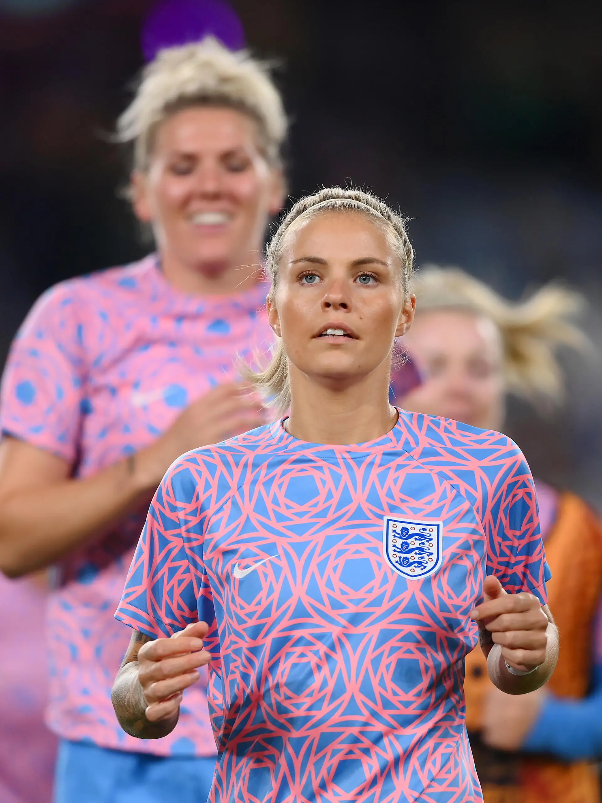 SYDNEY, AUSTRALIA - AUGUST 16: Rachel Daly of England warms up prior to the FIFA Women's World Cup Australia & New Zealand 2023 Semi Final match between Australia and England at Stadium Australia on August 16, 2023 in Sydney, Australia. (Photo by Justin Setterfield/Getty Images )