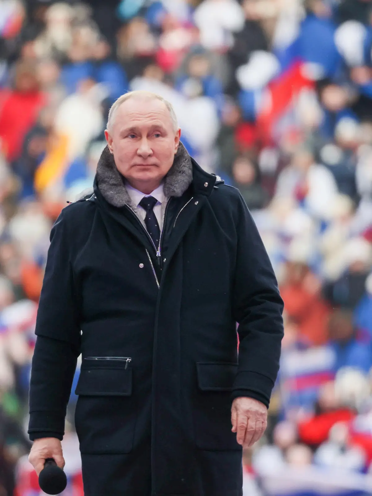 RUSSIA, MOSCOW - FEBRUARY 22, 2023: Russia's President Vladimir Putin at an open-air concert and rally titled "Glory to Defenders of Our Fatherland" in Luzhniki, on the eve of Russia's Defender of the Fatherland Day. Mikhail Metzel/POOL/TASS / action press
