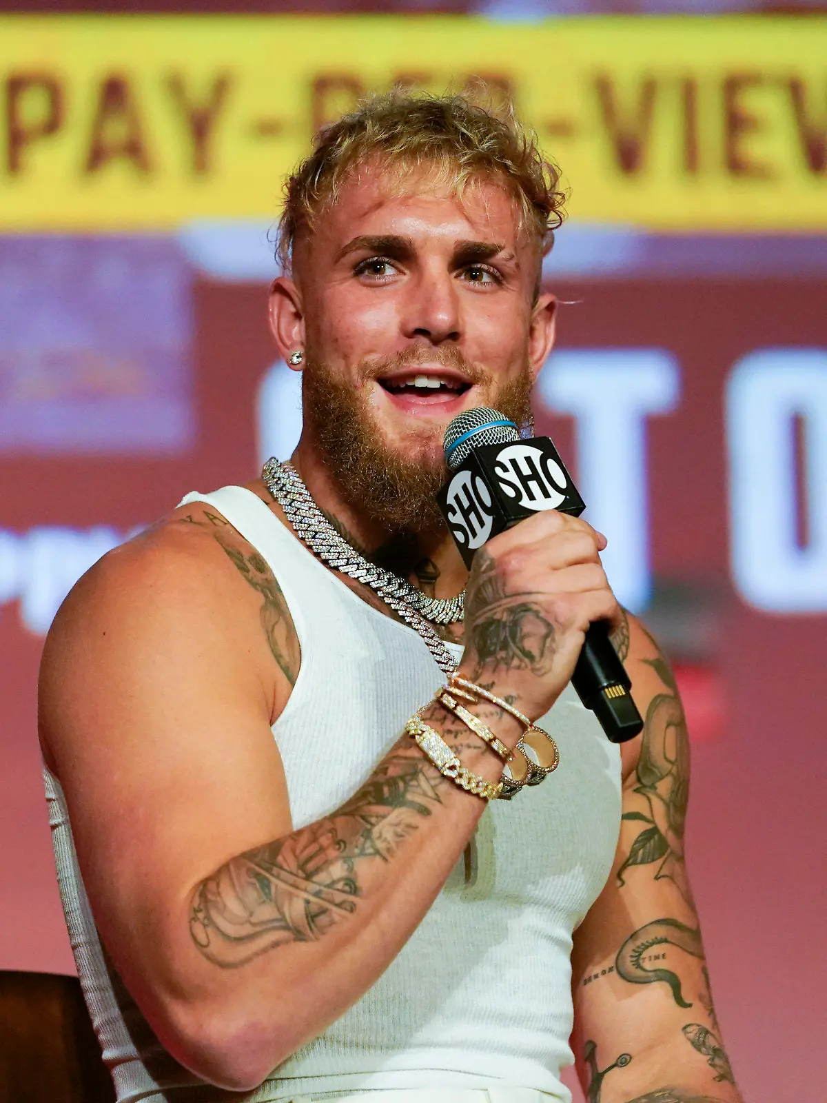 FILE - Jake Paul speaks during a news conference Monday, Sept. 12, 2022, in Los Angeles. Jake Paul’s unorthodox career in boxing might just be about to get serious. The YouTube megastar influencer-turned-prizefighter will be coming up against a recognized professional boxer for the first time Sunday when he takes on Tommy Fury. (AP Photo/Ashley Landis, File)