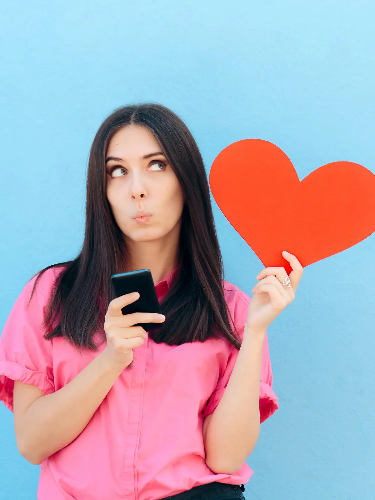 Girl using matrimonial website services on her phone
