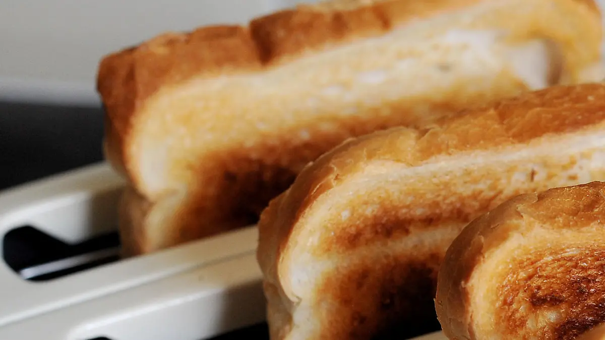 Toaster mit frischem Toastbrot