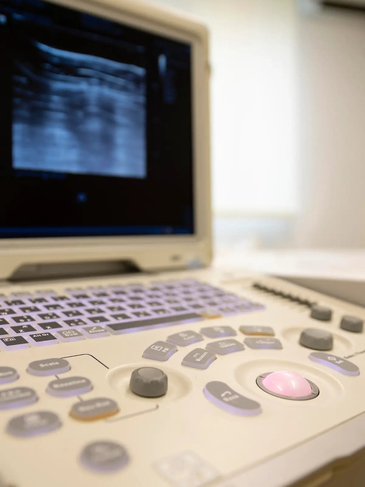 Medical ultrasound equipment. Ultrasound to image the human body.