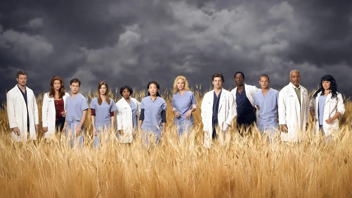  GREYS ANATOMY US 2005- Eric Dane as Mark Sloan, Kate Walsh as Addison Shepherd, T.R. Knight as George OMalley, Ellen Pompeo as Meredith Grey, Chandra Wilson as Miranda Bailey, Sandra Oh as Cristina Yang, Katherine Heigl as Isobel Izzie Stevens, Patrick Dempsey as Derek Shepherd, Isaiah Washington as Preston Burke, Justin Chambers as Alex Karev, James Pickens, Jr. as Richard Webber and Sara Ramirez as Dr. Callie Torres. GREYS ANATOMY PUBLICATIONxINxGERxSUIxAUTxONLY Mandatory credit line: Image courtesy Ronald Grant Archive / Mary Evans