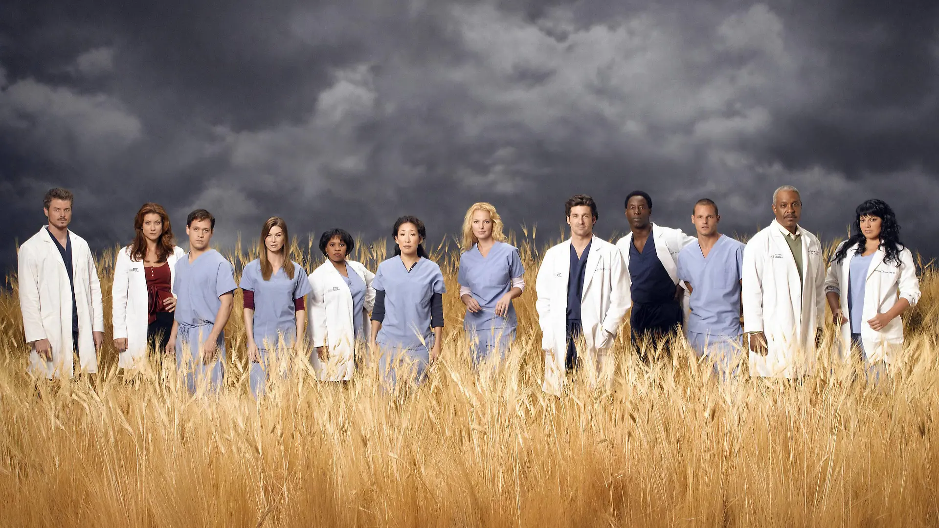 GREYS ANATOMY US 2005- Eric Dane as Mark Sloan, Kate Walsh as Addison Shepherd, T.R. Knight as George OMalley, Ellen Pompeo as Meredith Grey, Chandra Wilson as Miranda Bailey, Sandra Oh as Cristina Yang, Katherine Heigl as Isobel Izzie Stevens, Patrick Dempsey as Derek Shepherd, Isaiah Washington as Preston Burke, Justin Chambers as Alex Karev, James Pickens, Jr. as Richard Webber and Sara Ramirez as Dr. Callie Torres. GREYS ANATOMY PUBLICATIONxINxGERxSUIxAUTxONLY Mandatory credit line: Image courtesy Ronald Grant Archive / Mary Evans