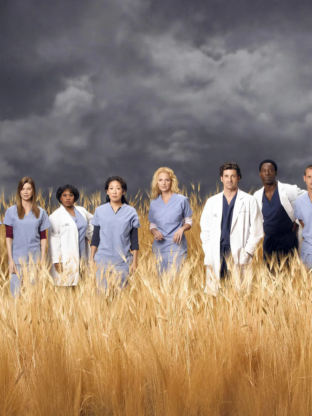 GREYS ANATOMY US 2005- Eric Dane as Mark Sloan, Kate Walsh as Addison Shepherd, T.R. Knight as George OMalley, Ellen Pompeo as Meredith Grey, Chandra Wilson as Miranda Bailey, Sandra Oh as Cristina Yang, Katherine Heigl as Isobel Izzie Stevens, Patrick Dempsey as Derek Shepherd, Isaiah Washington as Preston Burke, Justin Chambers as Alex Karev, James Pickens, Jr. as Richard Webber and Sara Ramirez as Dr. Callie Torres. GREYS ANATOMY PUBLICATIONxINxGERxSUIxAUTxONLY Mandatory credit line: Image courtesy Ronald Grant Archive / Mary Evans