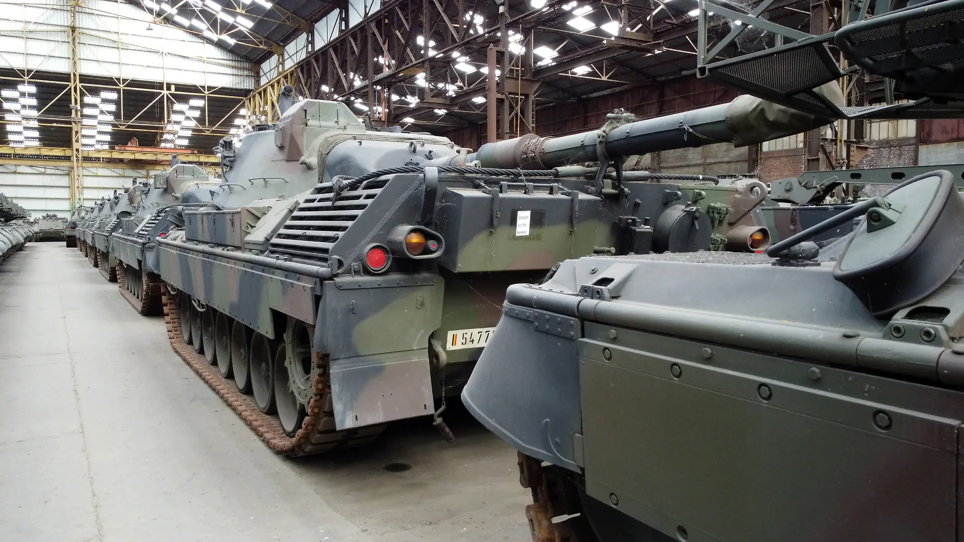 TOURNAI, BELGIUM - FEBRUARY 02: German-made Leopard 1 tanks, which were removed from the Belgian army's inventory years ago and sold to a defense industry company are seen at a warehouse in Tournai, Belgium on February 02, 2023. The Belgian government is considering buying back the tanks from the Belgian defense company OIP Land Systems at a "reasonable price" to send them to Ukraine, but has yet to succeed. Dursun Aydemir / Anadolu Agency