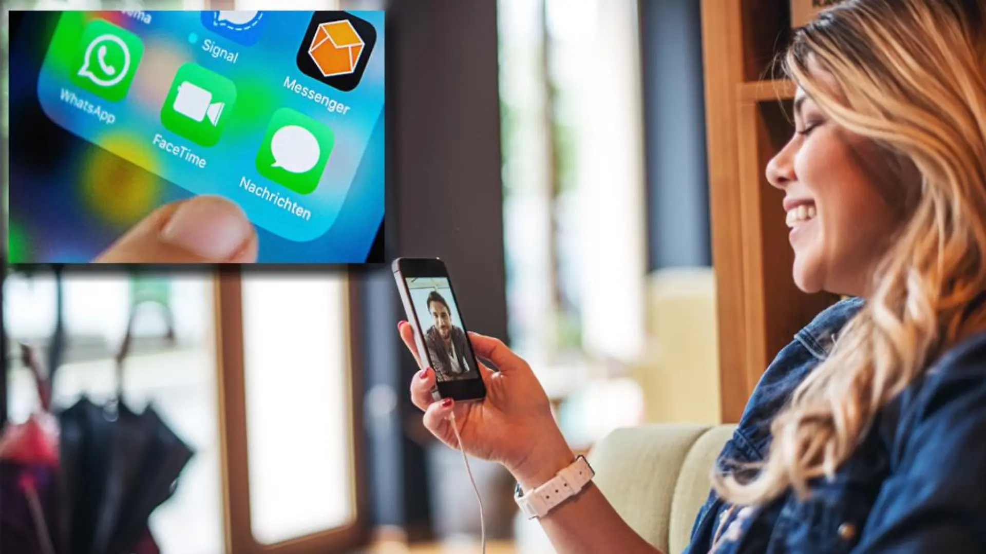 Eine Apple-Userin telefoniert über Facetime.