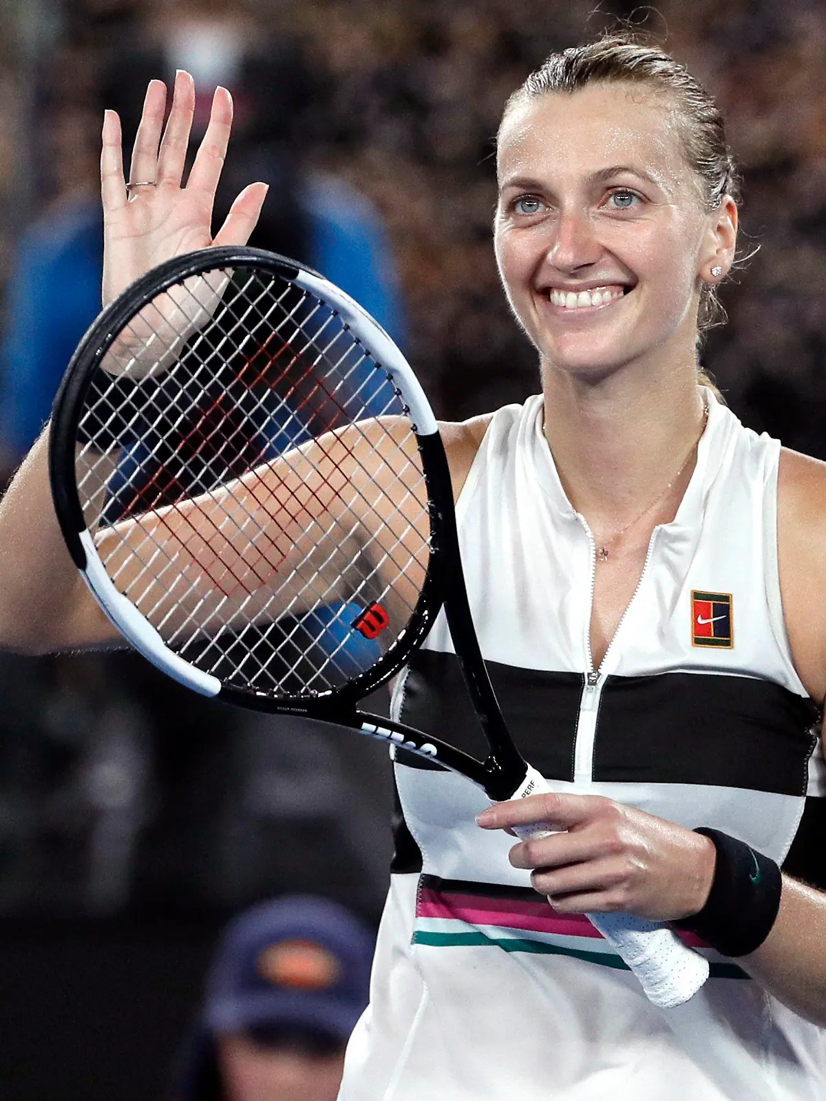 24.01.2019, Australien, Melbourne: Tennis, Grand Slam, WTA-Tour, Australian Open, Einzel, Damen, Halbfinale, Collins (USA) - Kvitova (Tschechien). Petra Kvitova jubelt nach dem gewonnenen Match. Foto: Mark Schiefelbein/AP/dpa +++ dpa-Bildfunk +++