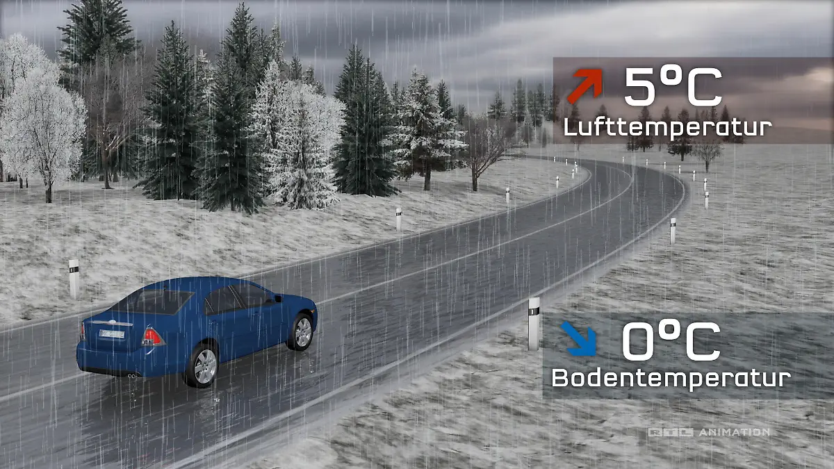 Das passiert bei Blitzeis Glätte-Animation bei Plusgraden