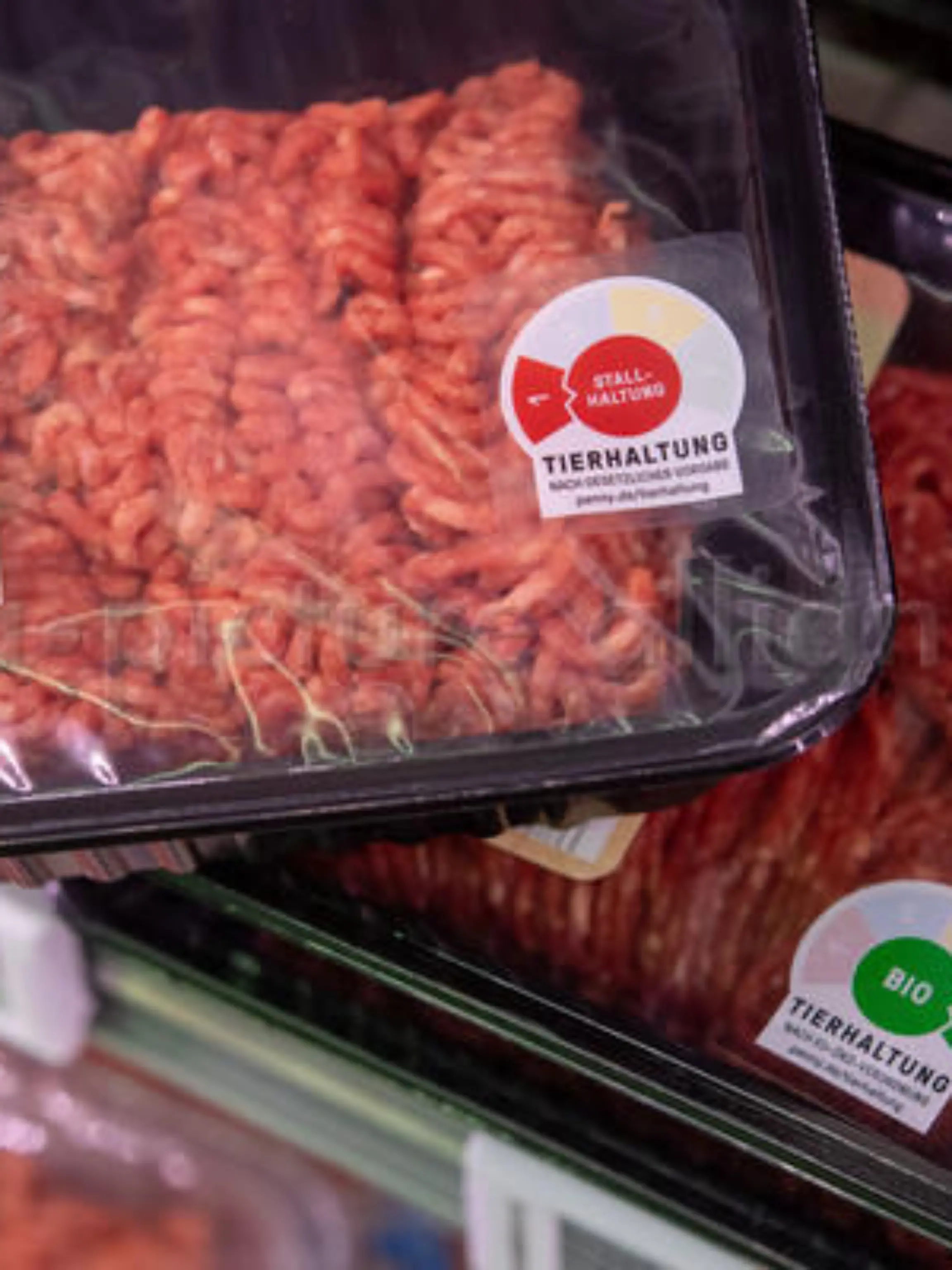 Label auf Fleischverpackung