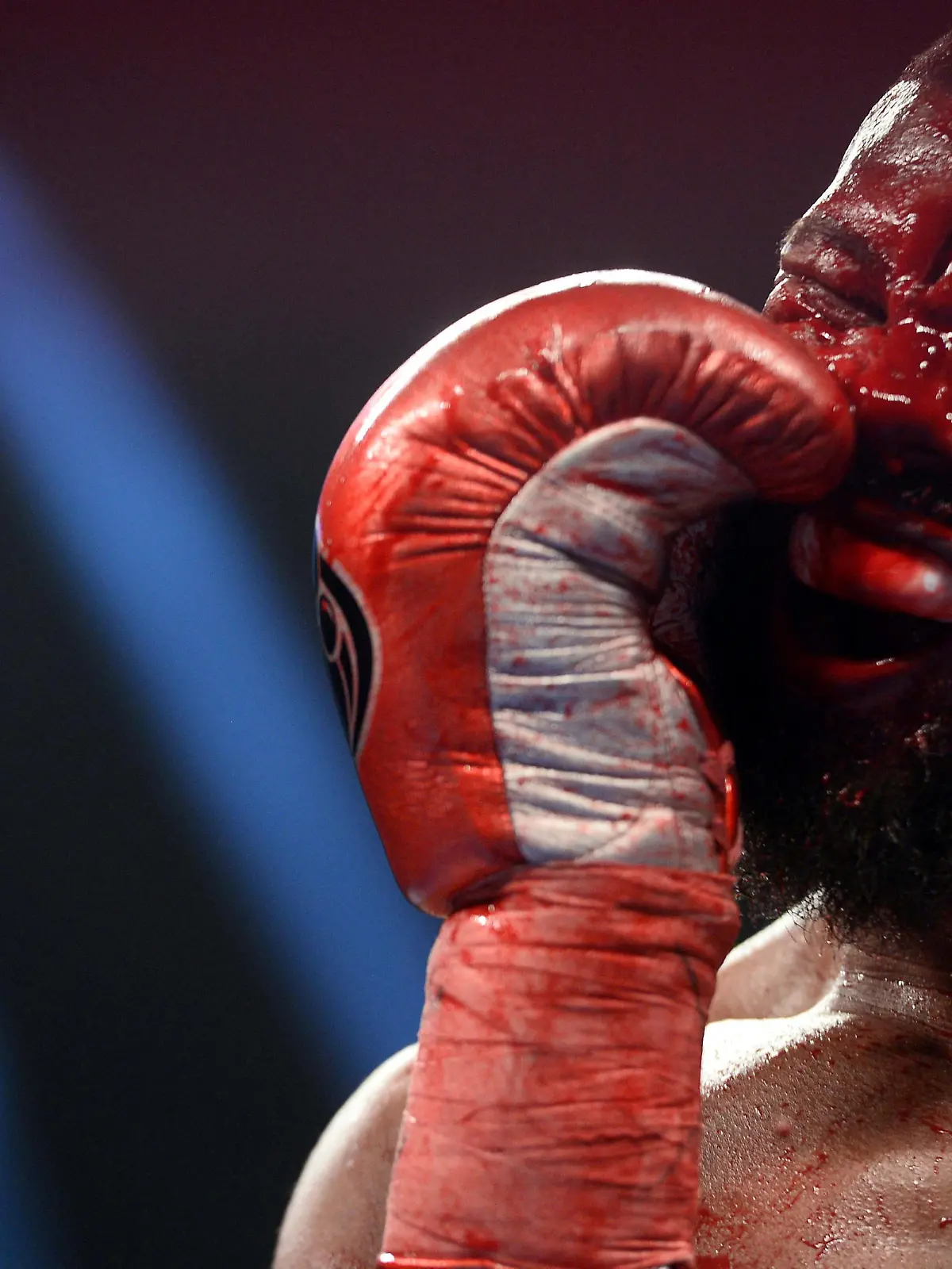 Jan 19, 2019; Las Vegas, NV, USA; Badou Jack reacts to a cut during a WBA Interim & WBC Silver light heavyweight boxing match against Marcus Browne (not pictured) at MGM Grand Garden Arena. Browne won via unanimous decision. Mandatory Credit: Joe Camporeale-USA TODAY Sports     TPX IMAGES OF THE DAY