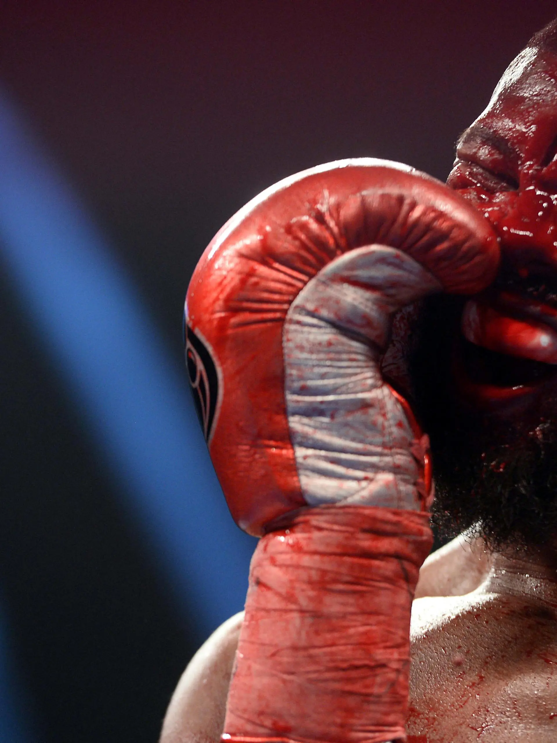 Jan 19, 2019; Las Vegas, NV, USA; Badou Jack reacts to a cut during a WBA Interim & WBC Silver light heavyweight boxing match against Marcus Browne (not pictured) at MGM Grand Garden Arena. Browne won via unanimous decision. Mandatory Credit: Joe Camporeale-USA TODAY Sports     TPX IMAGES OF THE DAY