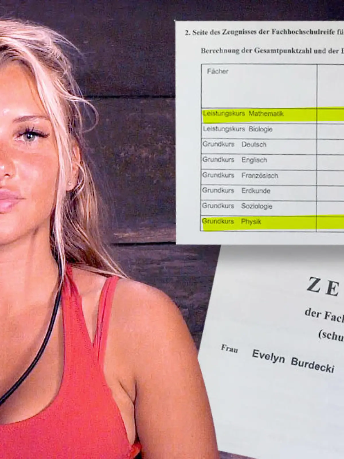 Das ist das Abizeugnis von Evelyn Burdecki.