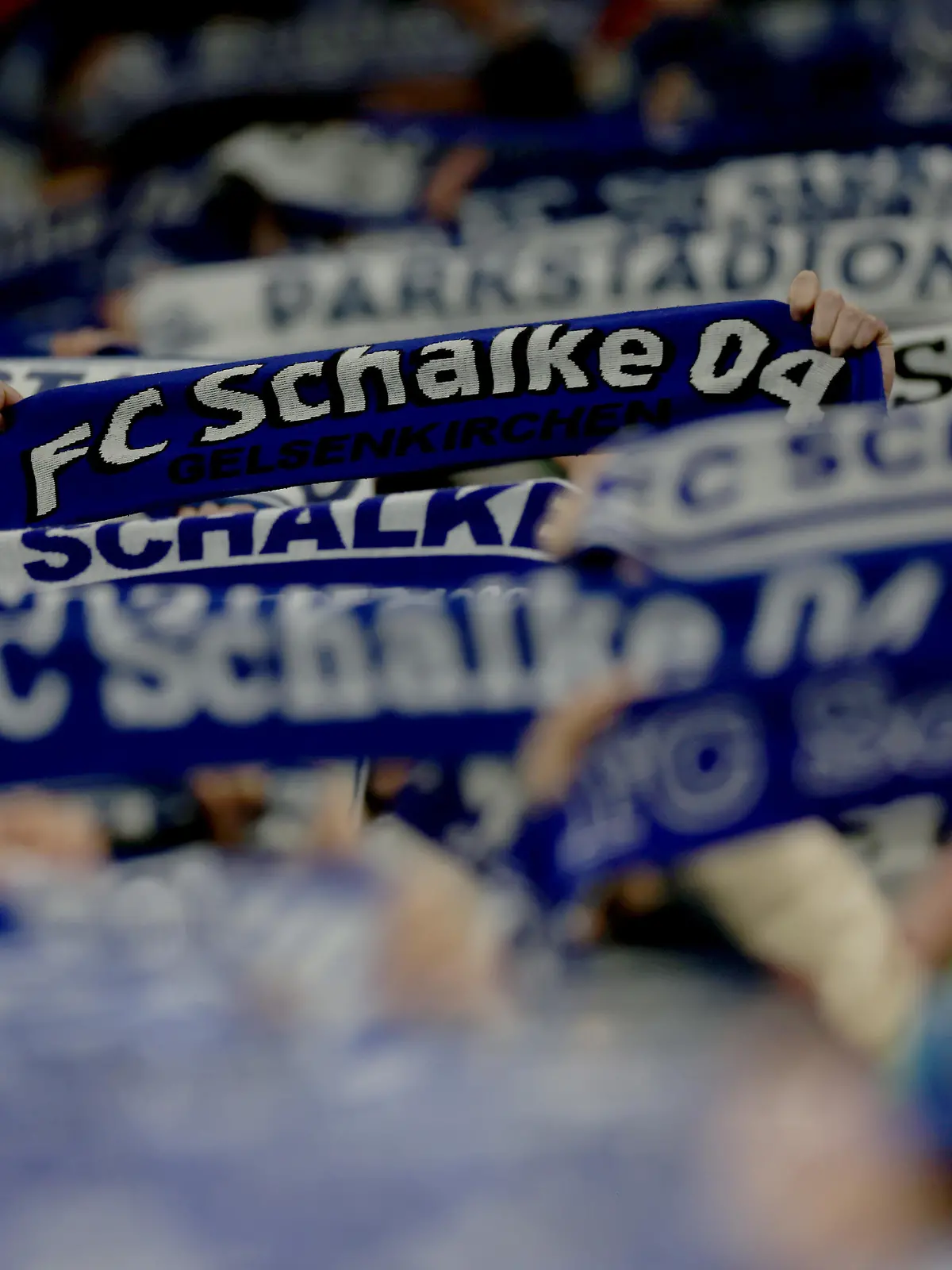 GELSENKIRCHEN, GERMANY - FEBRUARY 10: Fans of Schalke are seen during the Bundesliga match between FC Schalke 04 and VfL Wolfsburg at Veltins-Arena on February 10, 2023 in Gelsenkirchen, Germany. (Photo by Lars Baron/Getty Images)