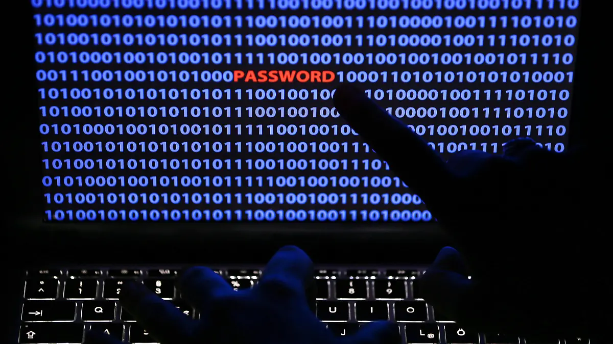 ARCHIV - 05.11.2013, Nordrhein-Westfalen, Köln: ILLUSTRATION - Ein Finger zeigt auf das Wort «Password», das zwischen Zeichen des Binärcode auf einem Computerbildschirm steht. (zu dpa «Festnahme in Hessen nach Datenklau bei Politikern und Prominenten» vom 08.01.2018) Foto: Oliver Berg/dpa +++ dpa-Bildfunk +++