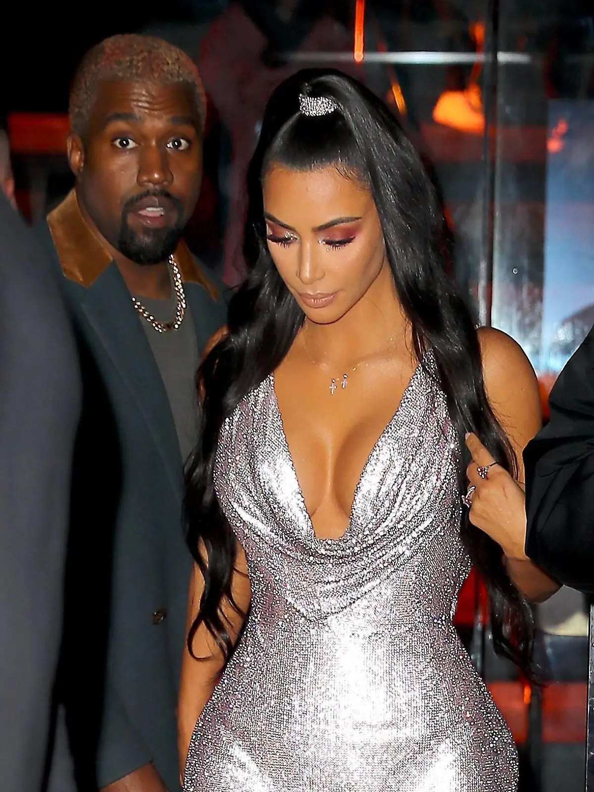 December 3, 2018 - New York, New York, United States - Kim Kardashian and Kanye West arriving at the Versace Pre-Fall 2019 Runway Show at the American Stock Exchange in the Financial District on December 02, 2018 in New York City New York United States PUBLICATIONxINxGERxSUIxAUTxONLY - ZUMAny1_ 20181203_zaf_ny1_001 Copyright: xMikexReedx  
